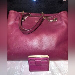 Kate Spade Burgundy Shoulder Bag with Gold Accents